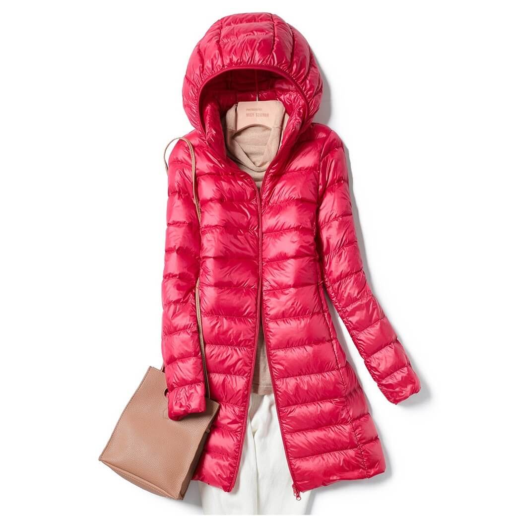 Clara - Damen Daunenjacke mit Kapuze und Reißverschluss