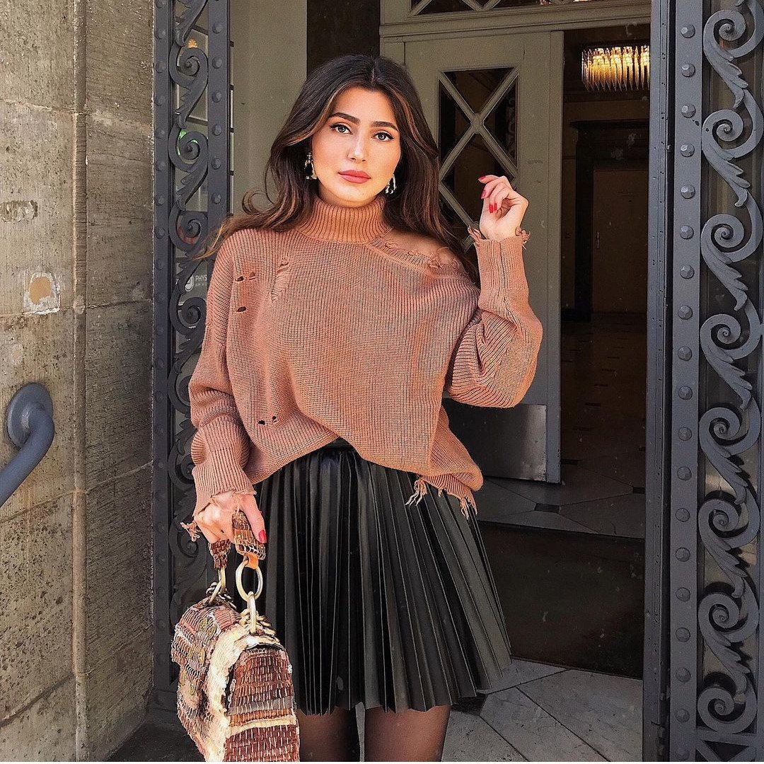 rock - Draped Pleated Knitted Mini Skirts Women Winter Short Skirt