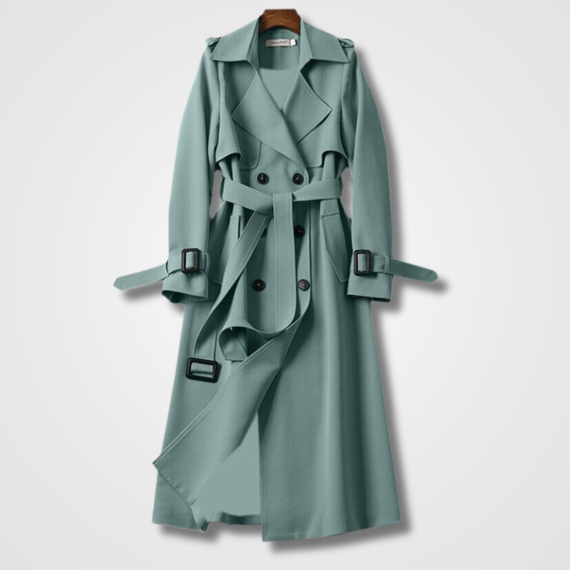Amelie – Damen Trenchcoat mit Bindegürtel und Doppelreiher