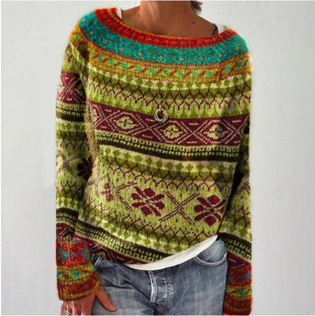 Damen Strickpullover mit Wald-Silhouetten-Design