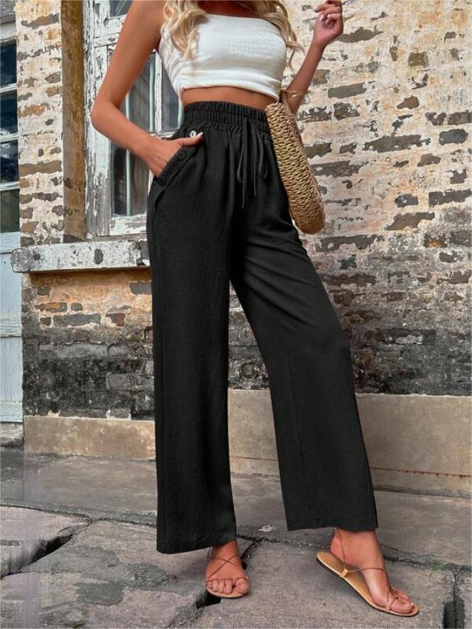 Hochwertige High-Waist Freizeithose mit Taschen