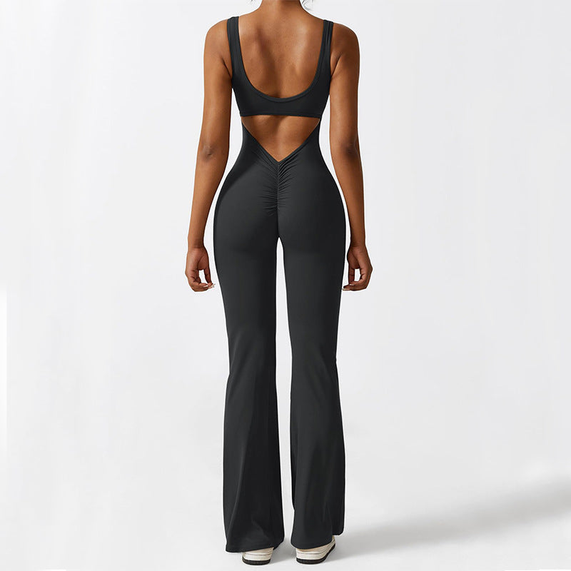 Lyra | Ärmelloser Stretch-Jumpsuit mit Flared-Bein und Racerback