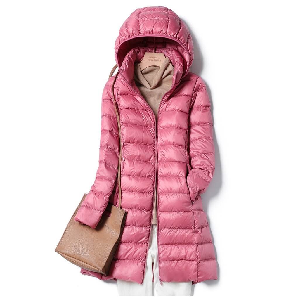 Clara - Damen Daunenjacke mit Kapuze und Reißverschluss