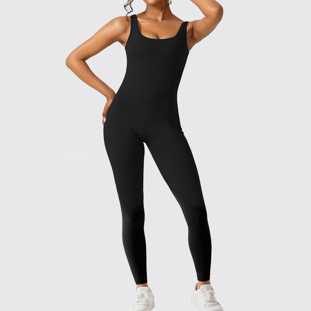 Lyra | Ärmelloser Stretch-Jumpsuit mit Flared-Bein und Racerback