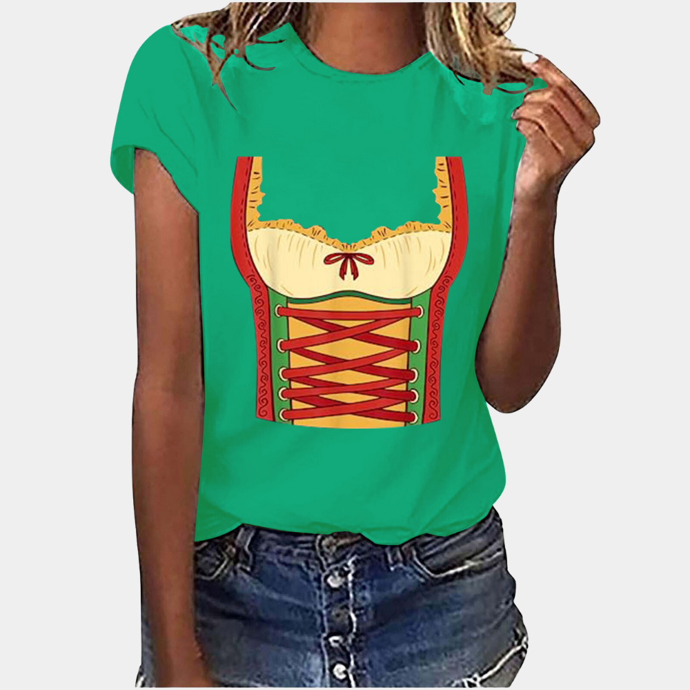 Oktoberfest Damen-Shirt mit Dirndl-Print