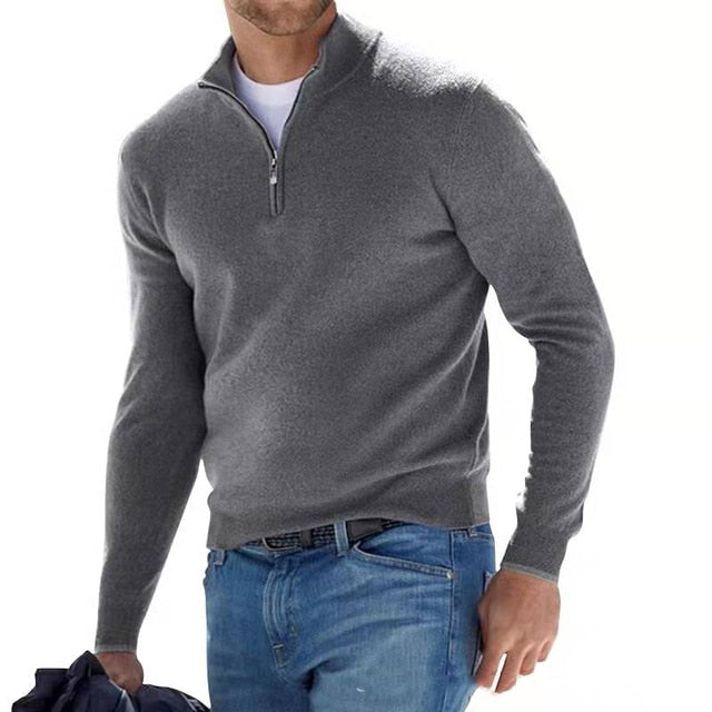 Luca - Herren Strickpullover mit halbem Reißverschluss