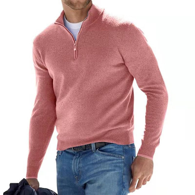 Luca - Herren Strickpullover mit halbem Reißverschluss