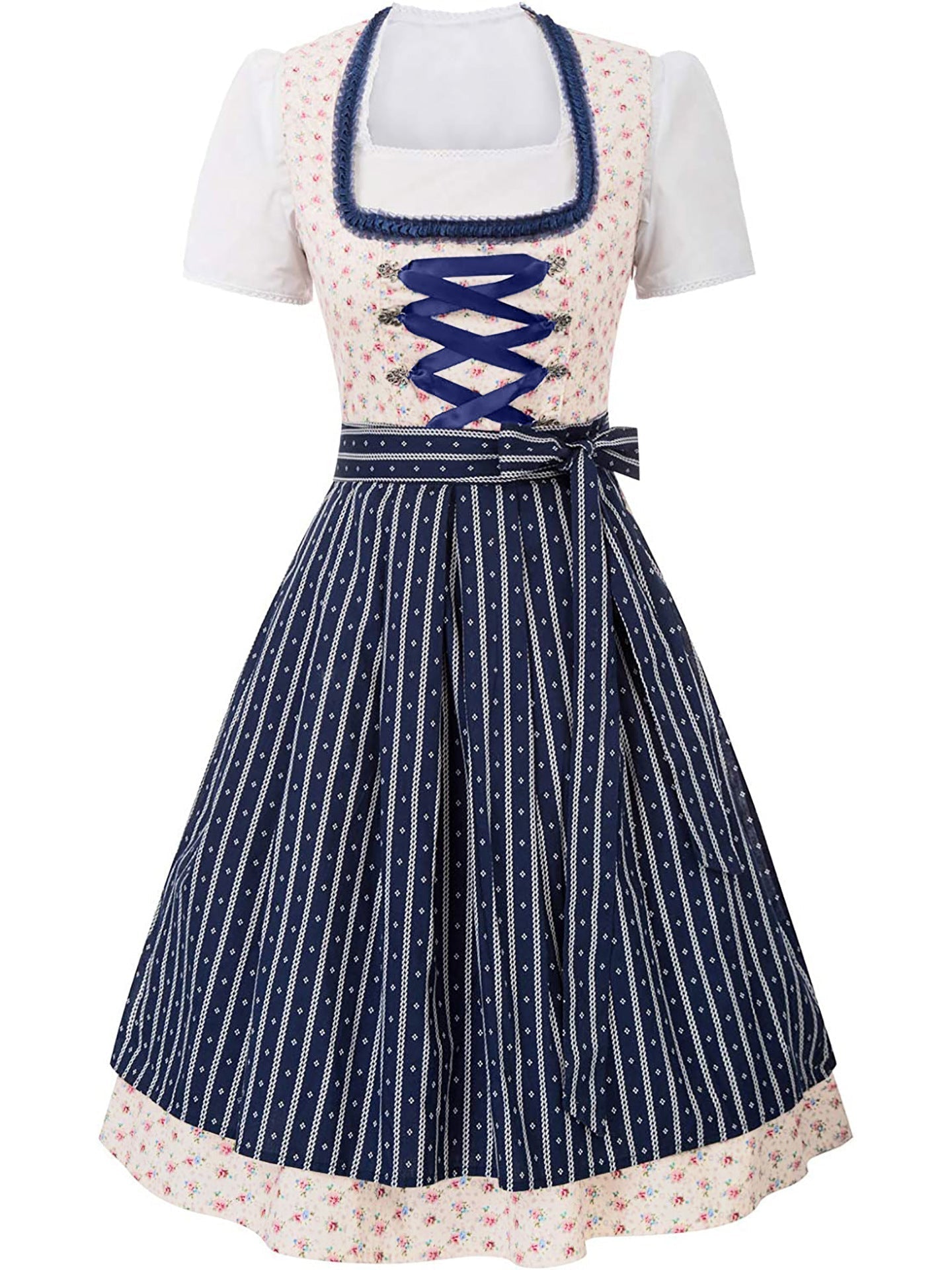 Oktoberfest Dirndlkleid für Damen mit gestreiftem Rock