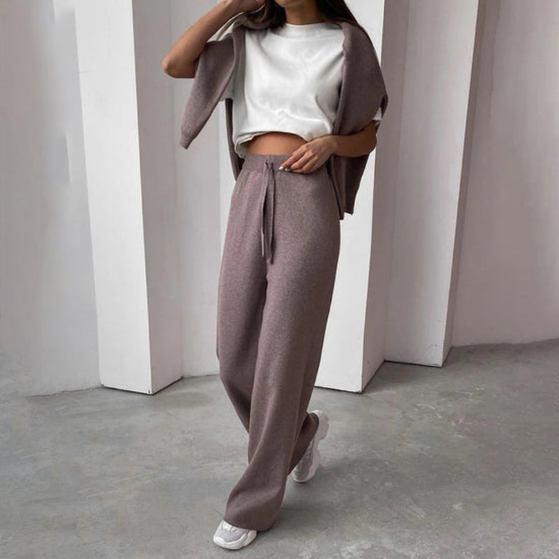 Damen-Strick-Loungewear-Set mit Rollkragen