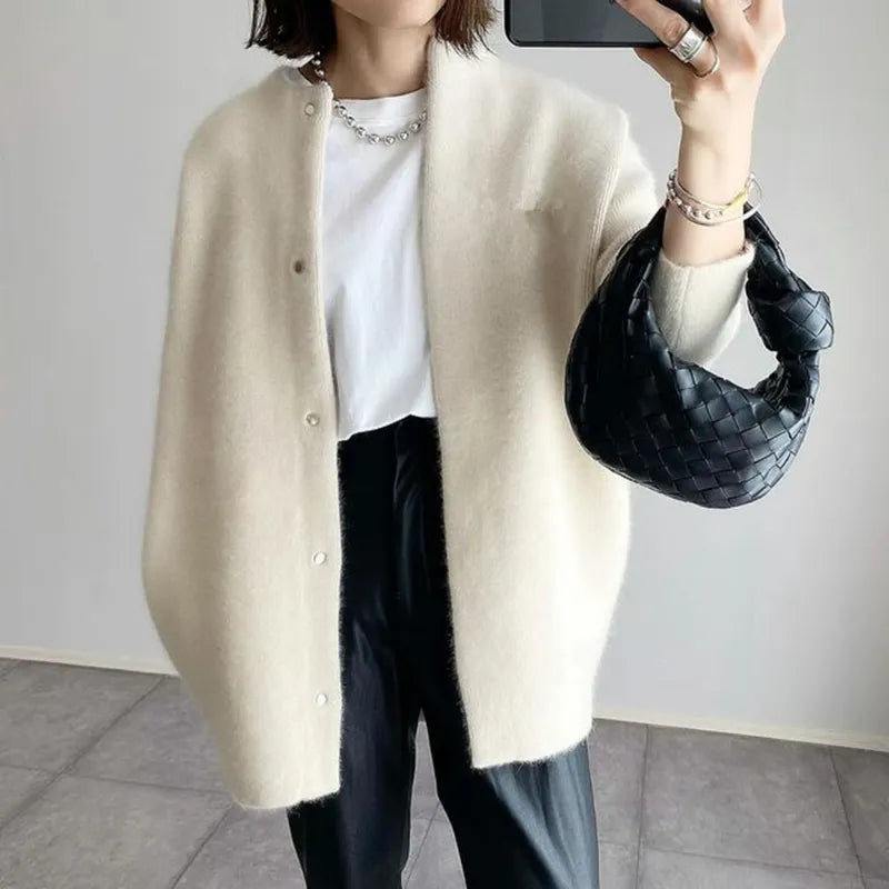 Naomi - Damen Strickjacke langarm mit Knopfleiste