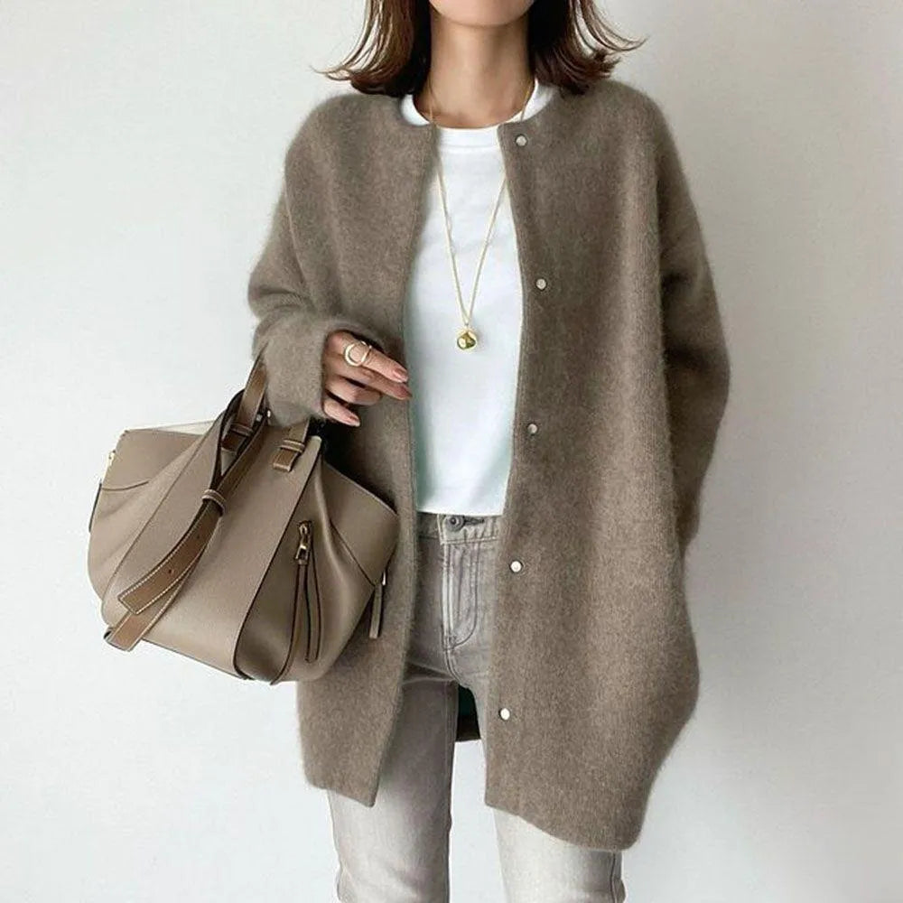 Naomi - Damen Strickjacke langarm mit Knopfleiste