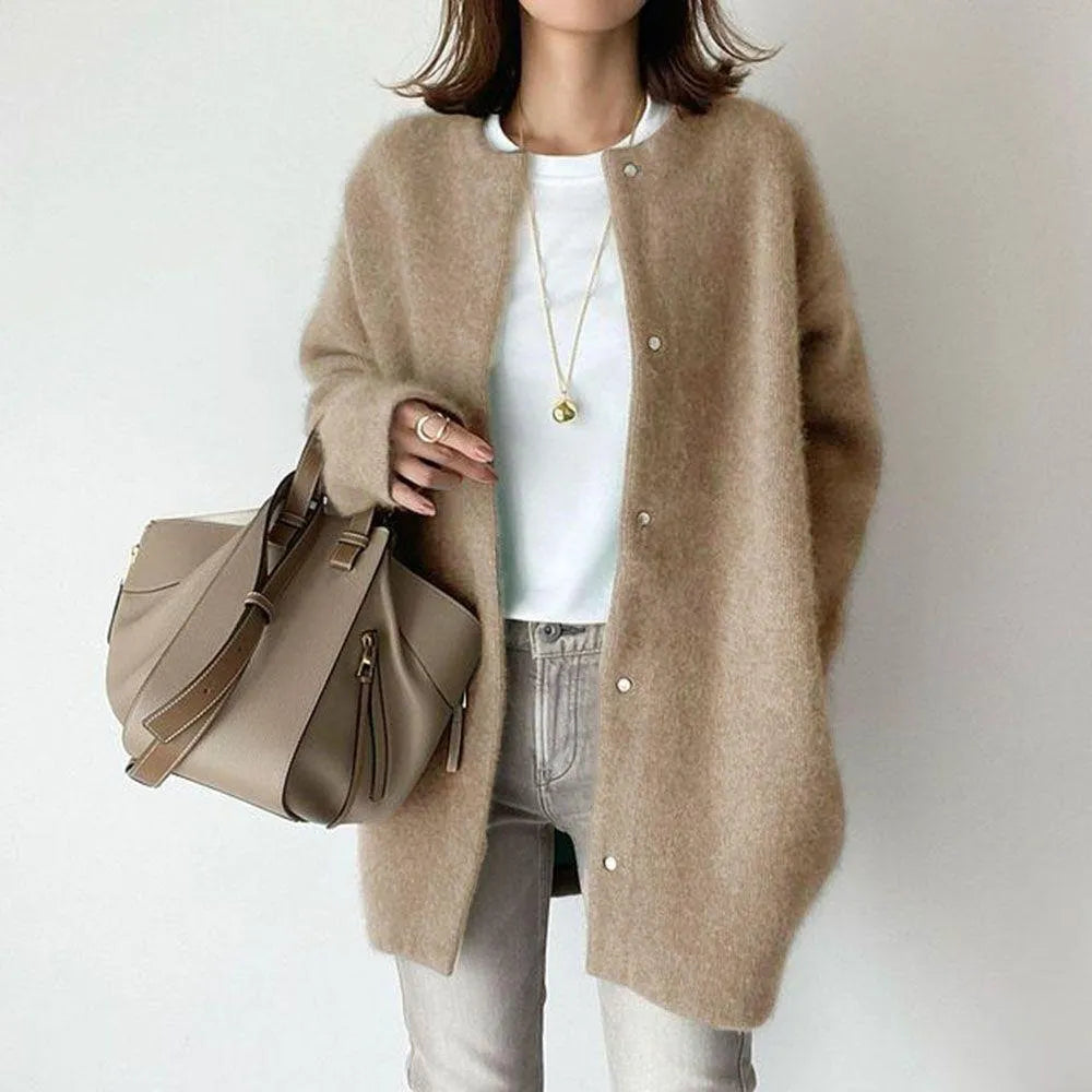 Naomi - Damen Strickjacke langarm mit Knopfleiste