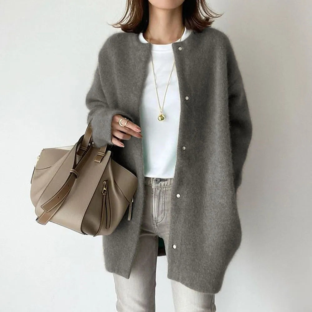 Naomi - Damen Strickjacke langarm mit Knopfleiste