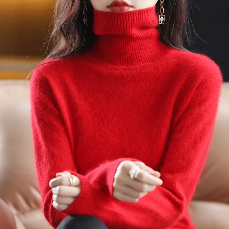 Marlene - Damen kaschmir Rollkragenpullover mit langen Ärmeln