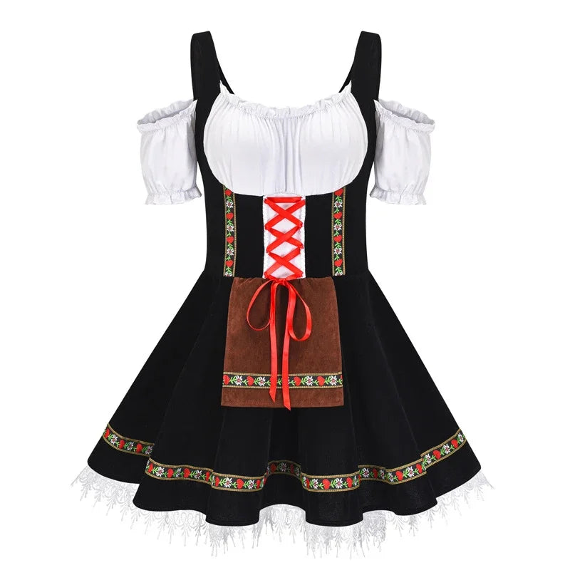 Oktoberfest Dirndl-Kostüm für Damen in Lila mit Schürze