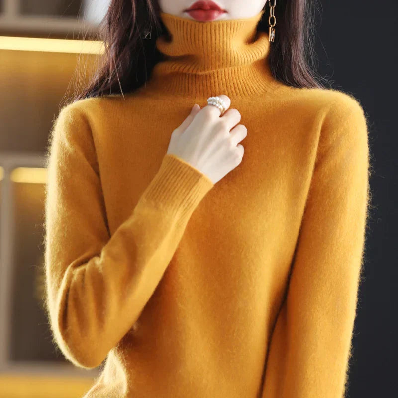 Marlene - Damen kaschmir Rollkragenpullover mit langen Ärmeln