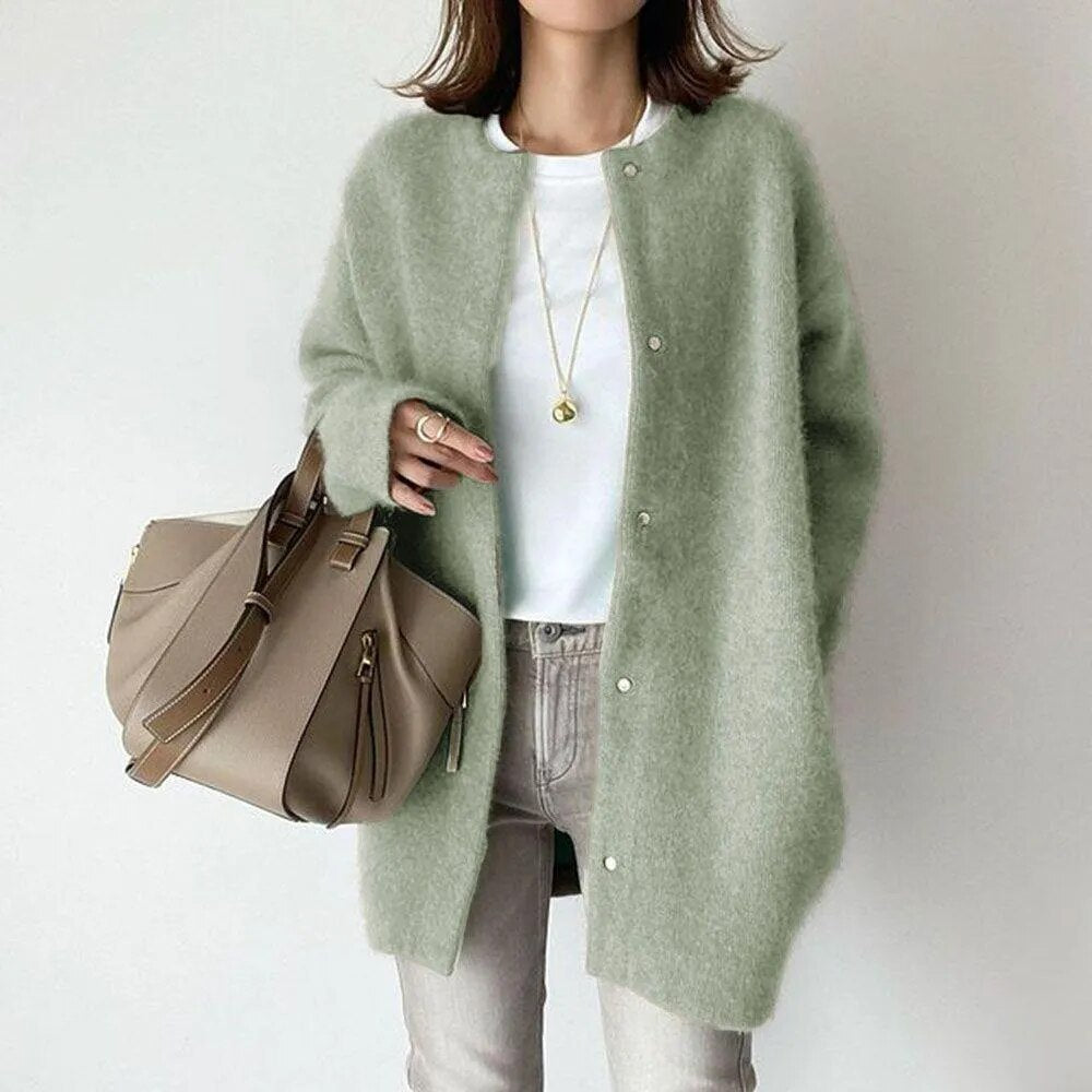 Naomi - Damen Strickjacke langarm mit Knopfleiste