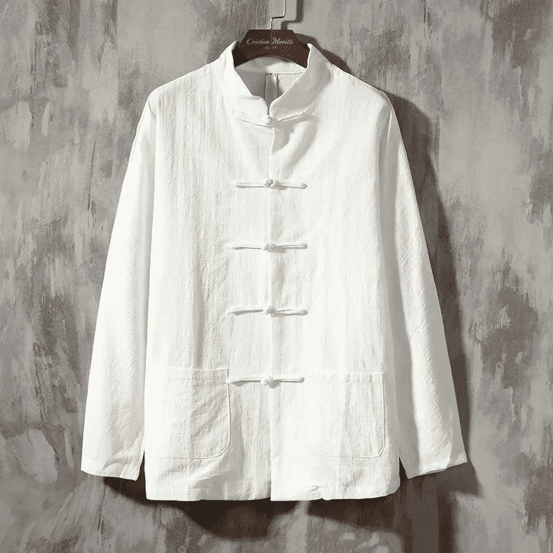 Herren Leinenjacke mit Stehkragen & traditionellen Knebelverschlüssen