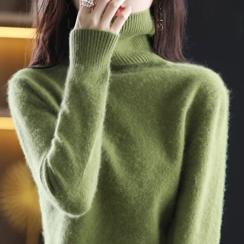 Marlene - Damen kaschmir Rollkragenpullover mit langen Ärmeln