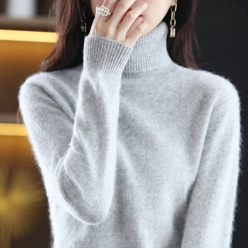 Marlene - Damen kaschmir Rollkragenpullover mit langen Ärmeln
