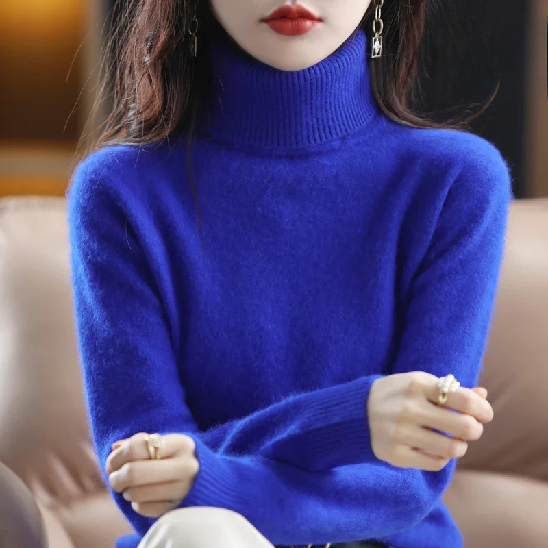 Marlene - Damen kaschmir Rollkragenpullover mit langen Ärmeln