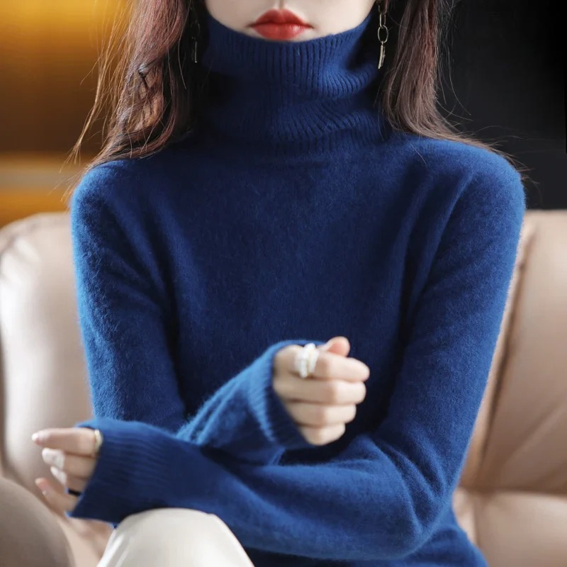 Marlene - Damen kaschmir Rollkragenpullover mit langen Ärmeln