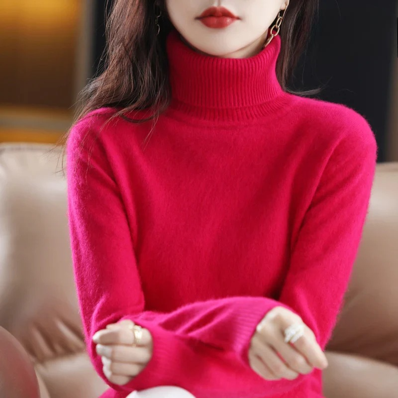 Marlene - Damen kaschmir Rollkragenpullover mit langen Ärmeln