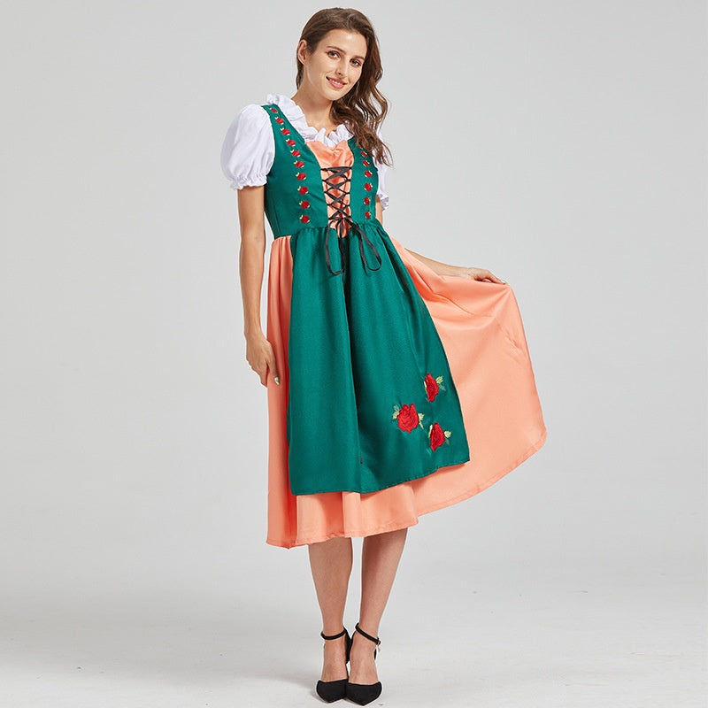 Oktoberfest Dirndlkleid für Damen mit Blumenstickerei