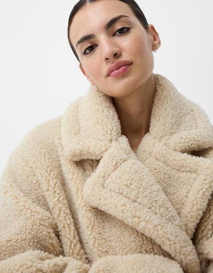 Damen Teddy-Langmantel mit Reverskragen