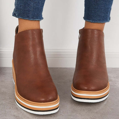 Damen-Stiefelette mit Plateausohle und Reißverschluss