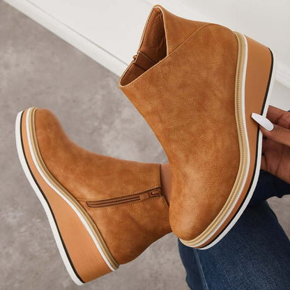 Damen-Stiefelette mit Plateausohle und Reißverschluss