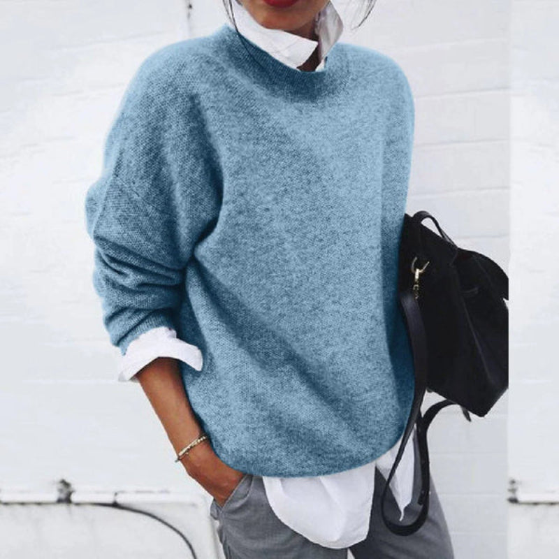 Damen Strickpullover in lockerer Passform mit Rundhalsausschnitt
