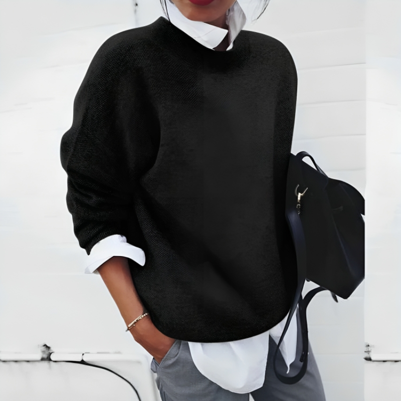 Damen Strickpullover in lockerer Passform mit Rundhalsausschnitt
