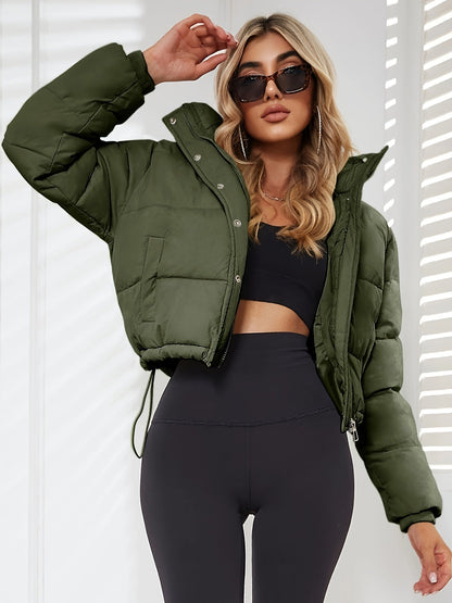 Damen Kurze Steppjacke mit Kapuze