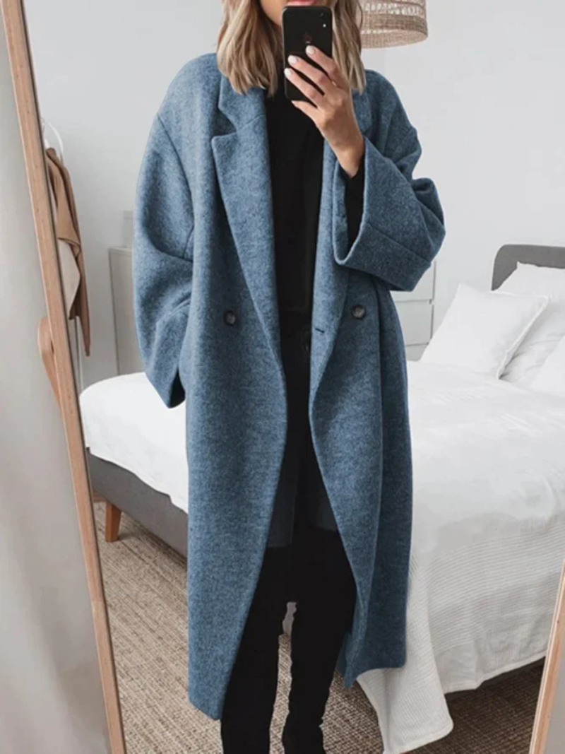 Lina - Damen Mantel Oversize lang elegant mit Reverskragen