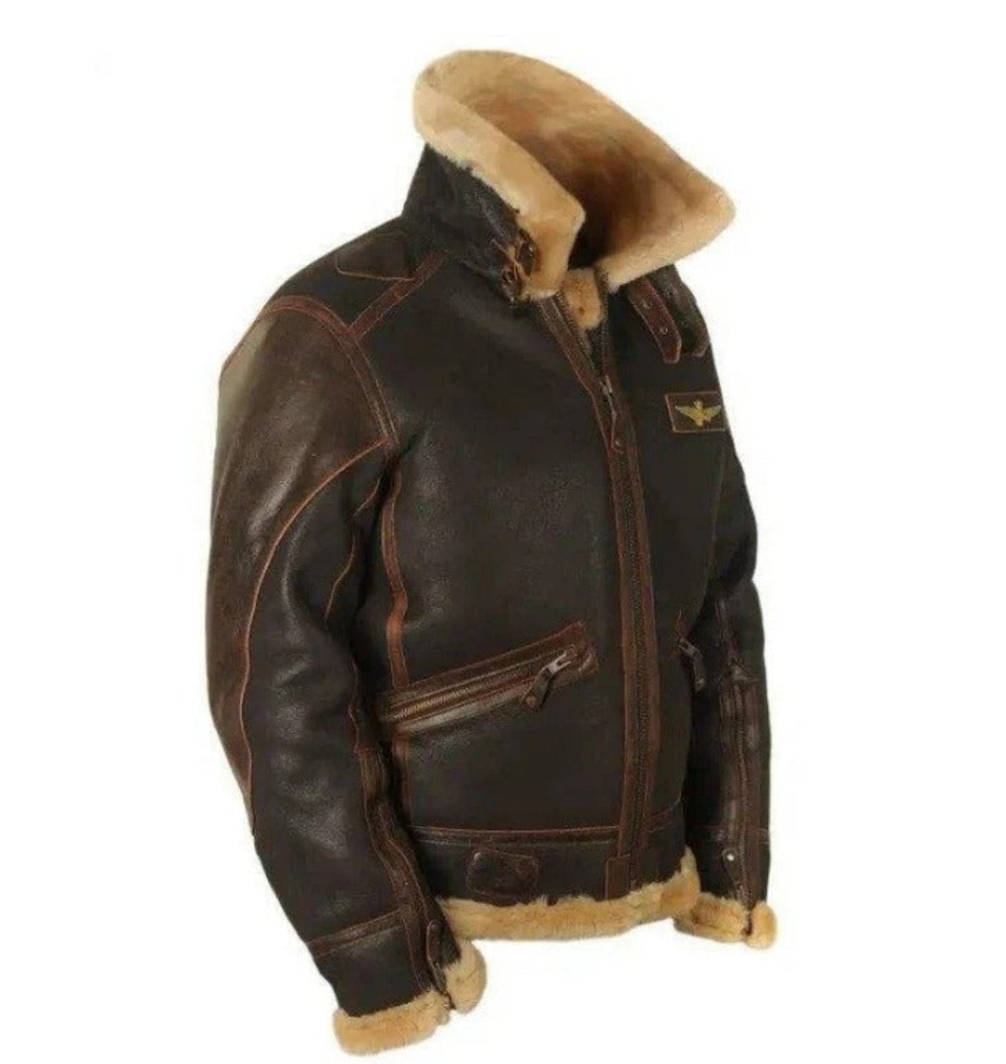 Victor - Herren Fliegerjacke aus Leder mit Fellkragen