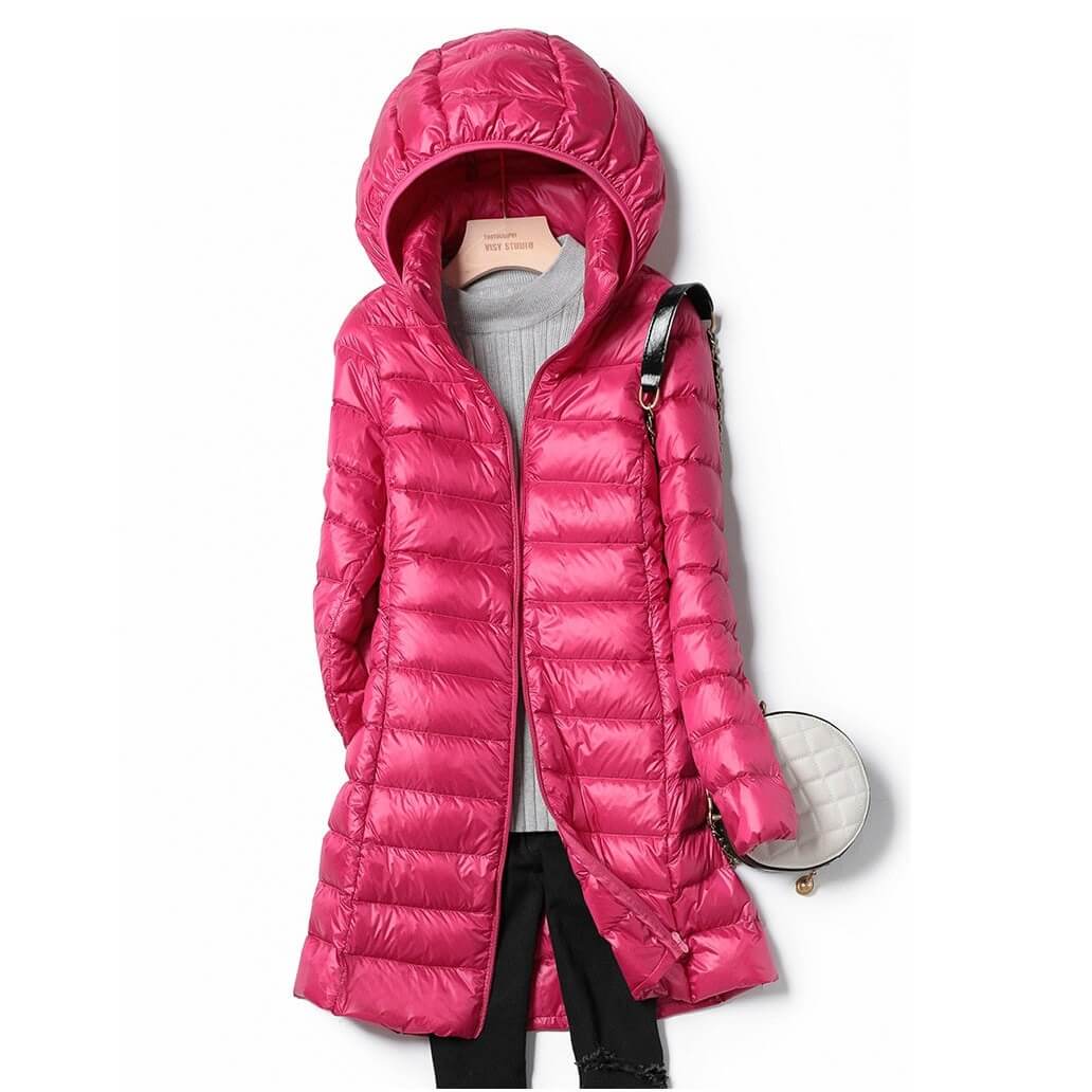 Clara - Damen Daunenjacke mit Kapuze und Reißverschluss