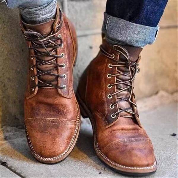Rustikale Herren-Lederstiefeletten – Vintage Look & Robuste Qualität