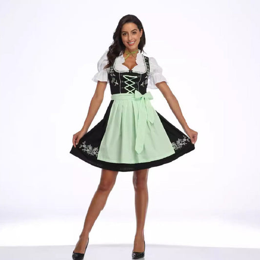 Oktoberfest Dirndlkleid für Damen mit hellgrüner Schürze