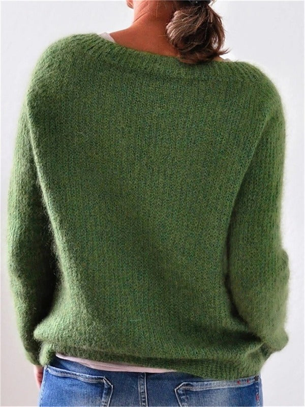 Damenpullover aus Mohair-Mix mit Rundhalsausschnitt