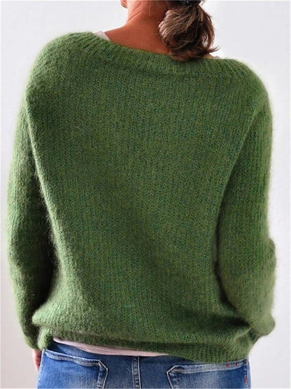 Damenpullover aus Mohair-Mix mit Rundhalsausschnitt