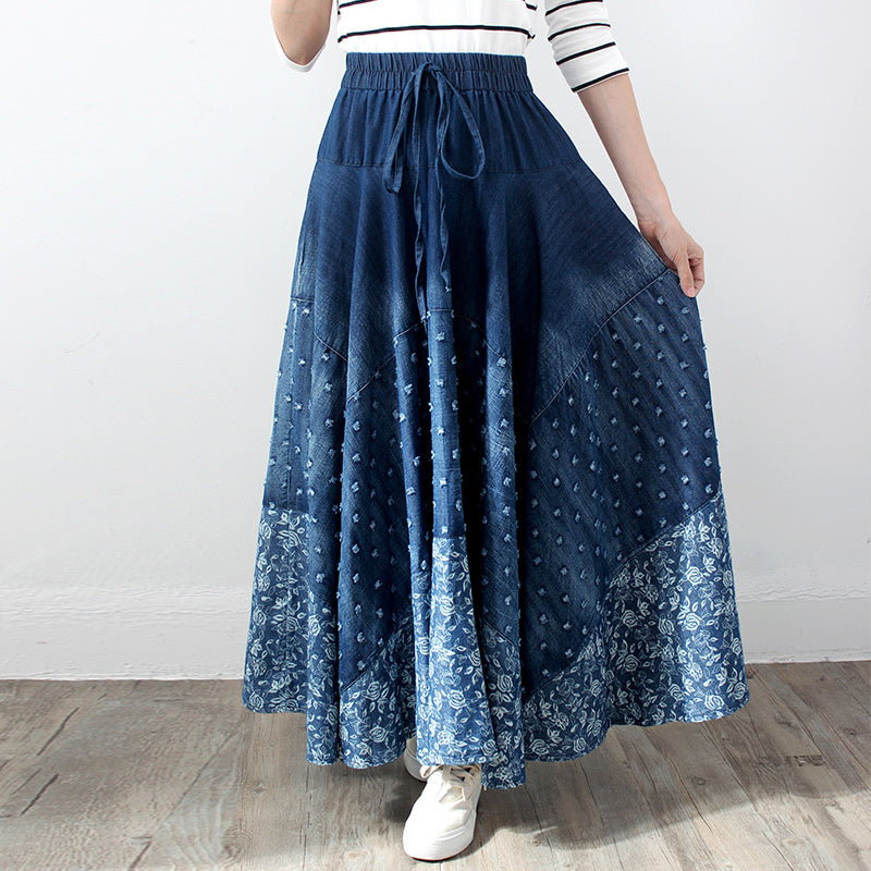 Hochtaillierter Denim-Rock mit Druck - Stylisch & Modern