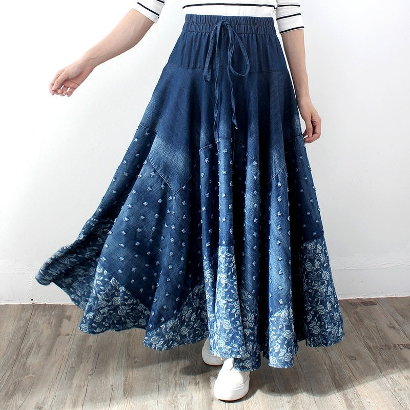 Hochtaillierter Denim-Rock mit Druck - Stylisch & Modern