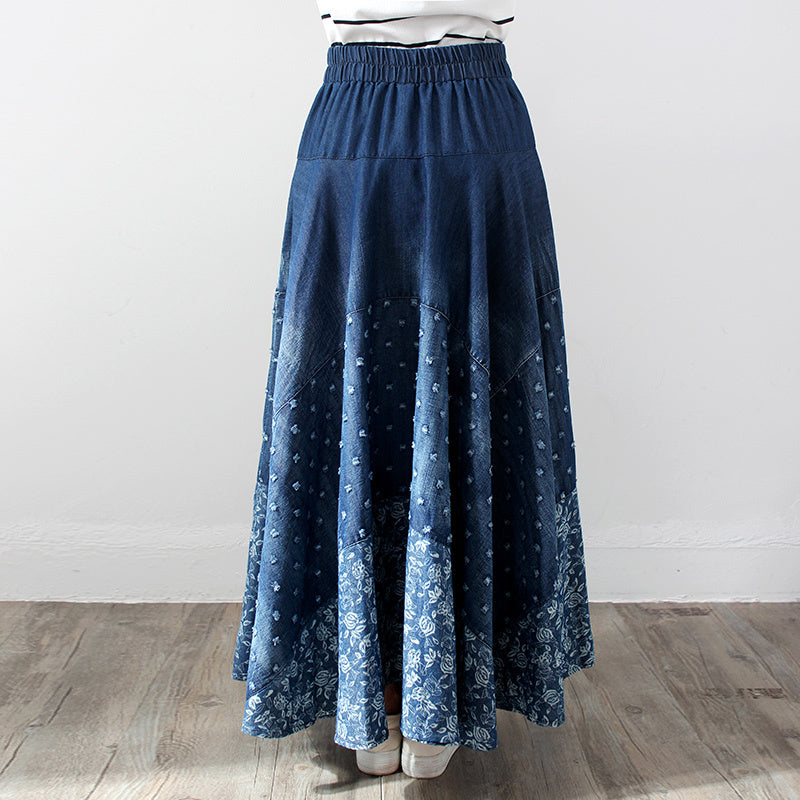 Hochtaillierter Denim-Rock mit Druck - Stylisch & Modern