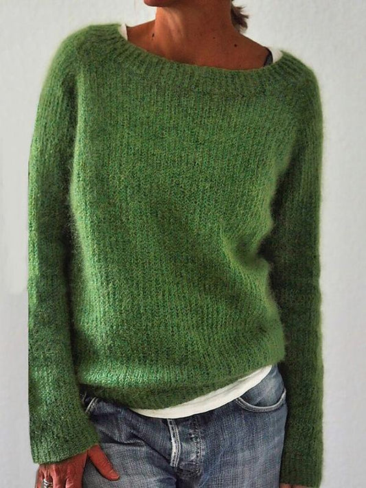 Damenpullover aus Mohair-Mix mit Rundhalsausschnitt