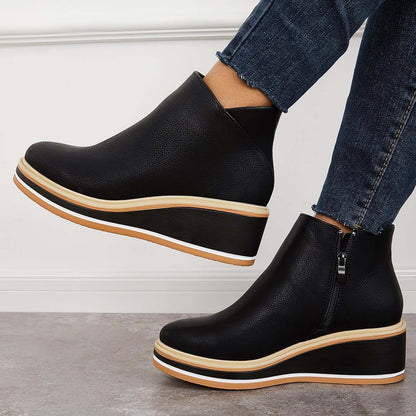 Damen-Stiefelette mit Plateausohle und Reißverschluss