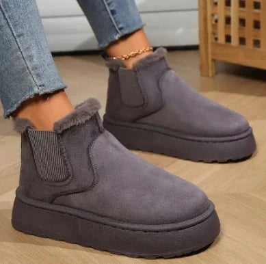 Damen-Warmfutter-Stiefeletten zum Hineinschlüpfen mit Plateausohle