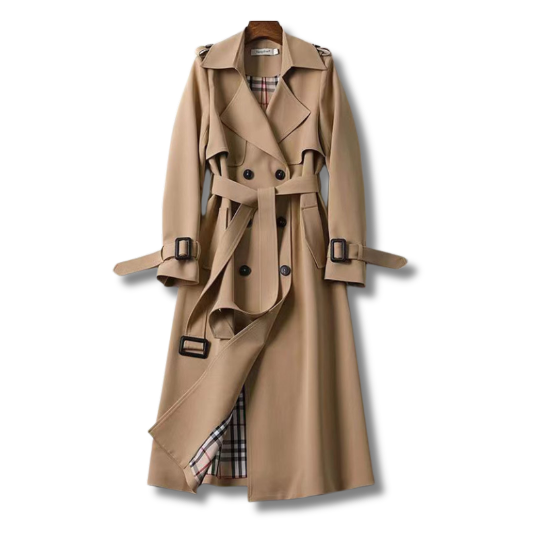 Isabella - Damen  wolle Trenchcoat mit Gürtel und Doppelreiher