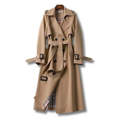 Isabella - Damen  wolle Trenchcoat mit Gürtel und Doppelreiher