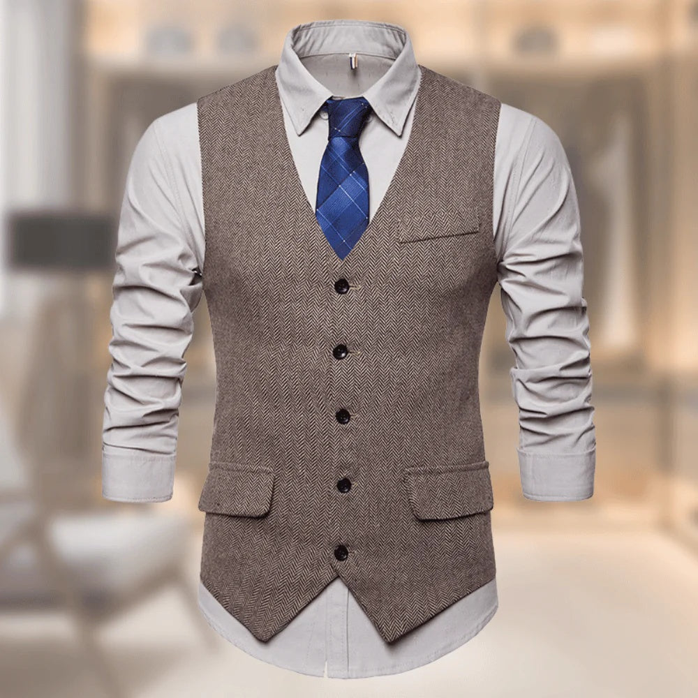 Herren-Weste mit Knopfleiste und Pattentaschen